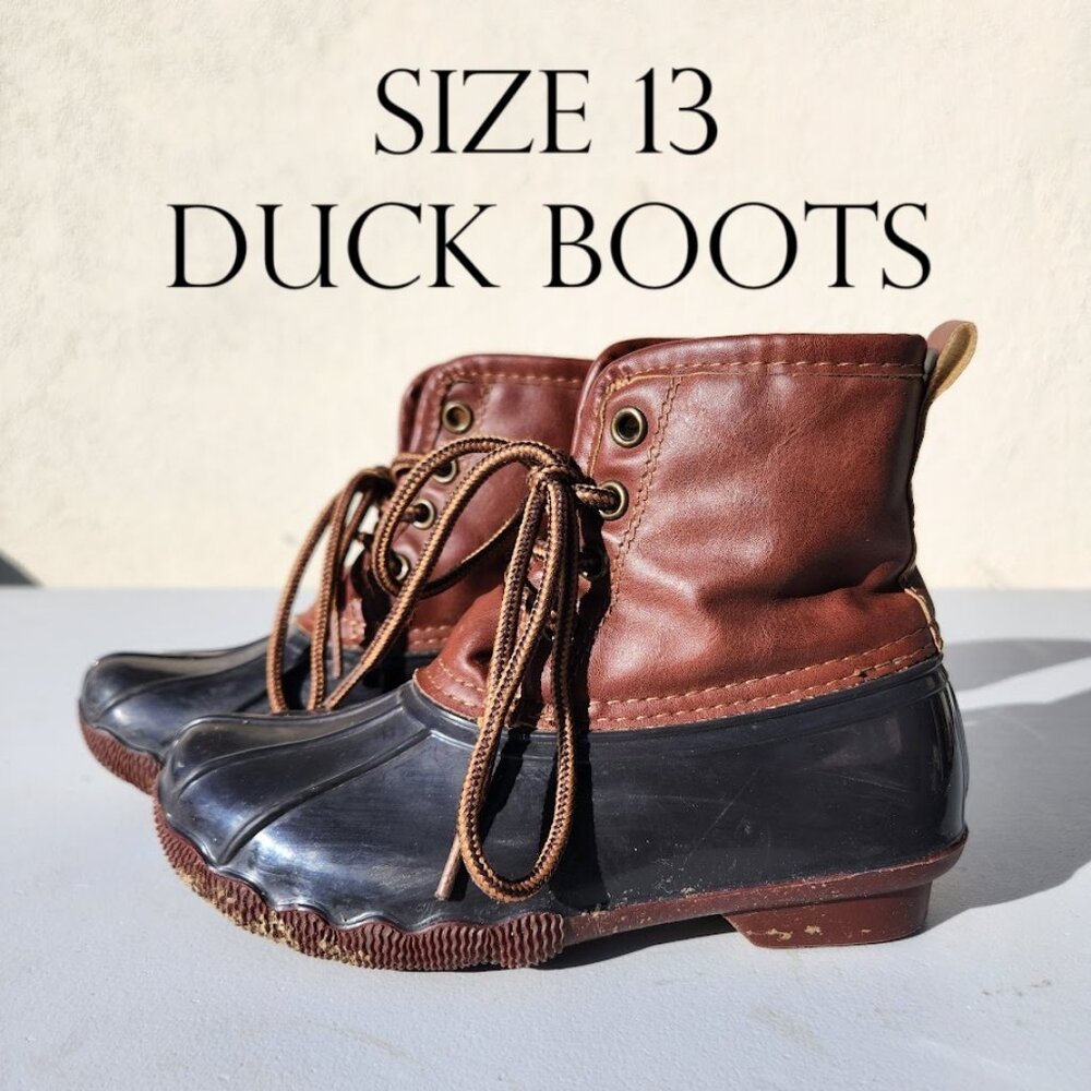 Kids Brown and Black Duck Boots - Size 13